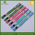 Cheap custom festival polyester jacquard embroidery fabric wristband